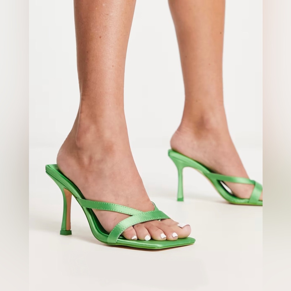 Public Desire Kristen Satin Square-Toe Stilleto Sandals Size 7 - Picture 4 of 7